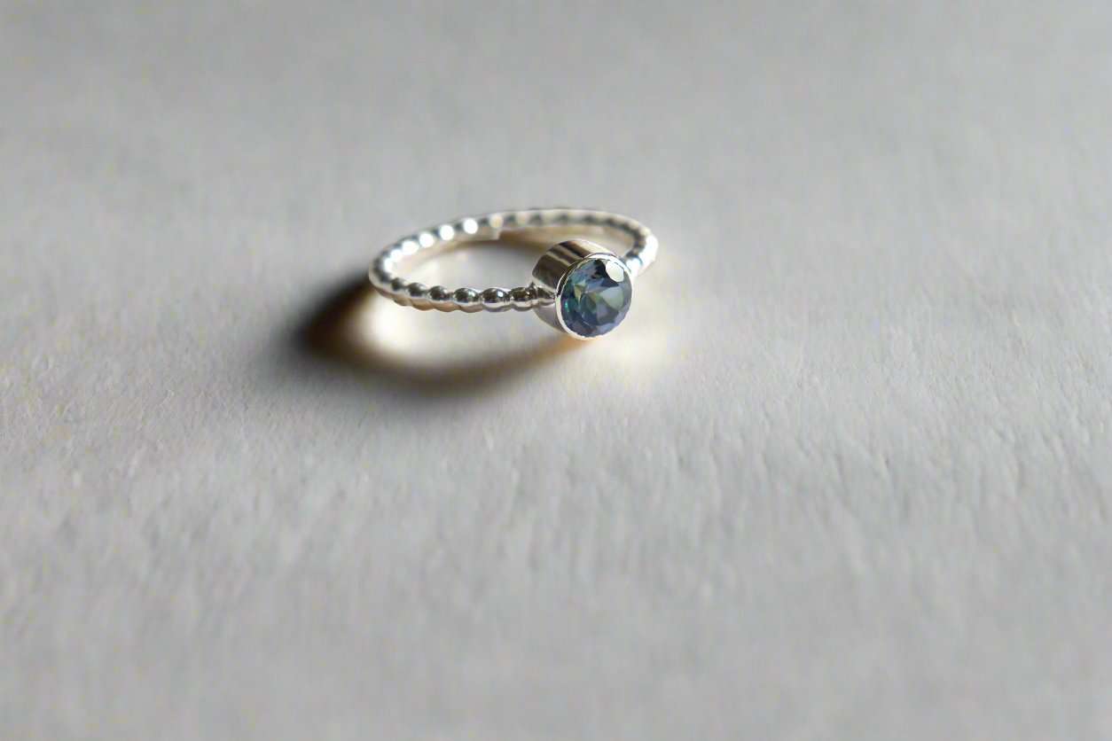 Blue Topaz Bobble Band Ring
