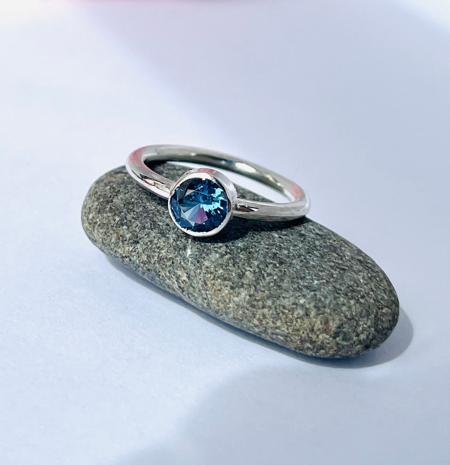 Blue Zircon Birthstone Ring