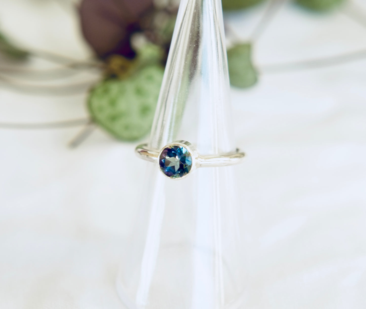 Iridescent Blue Topaz and Sterling Silver