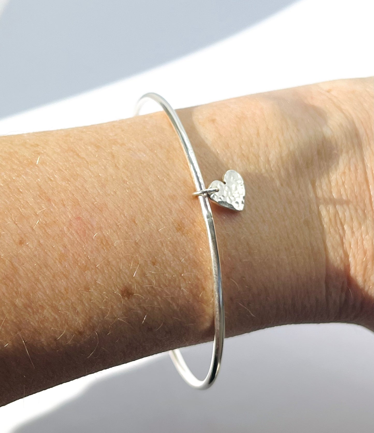 Hammered Heart Bangle