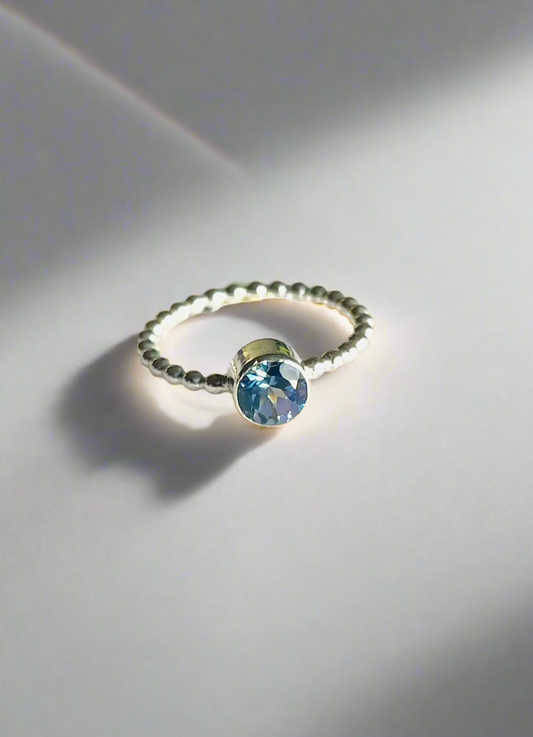 Blue Topaz Bobble Band Ring