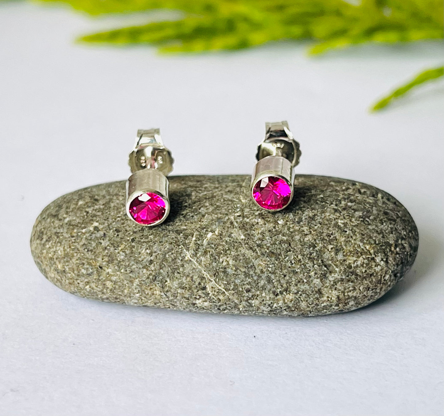 Ruby Birthstone Stud Earrings