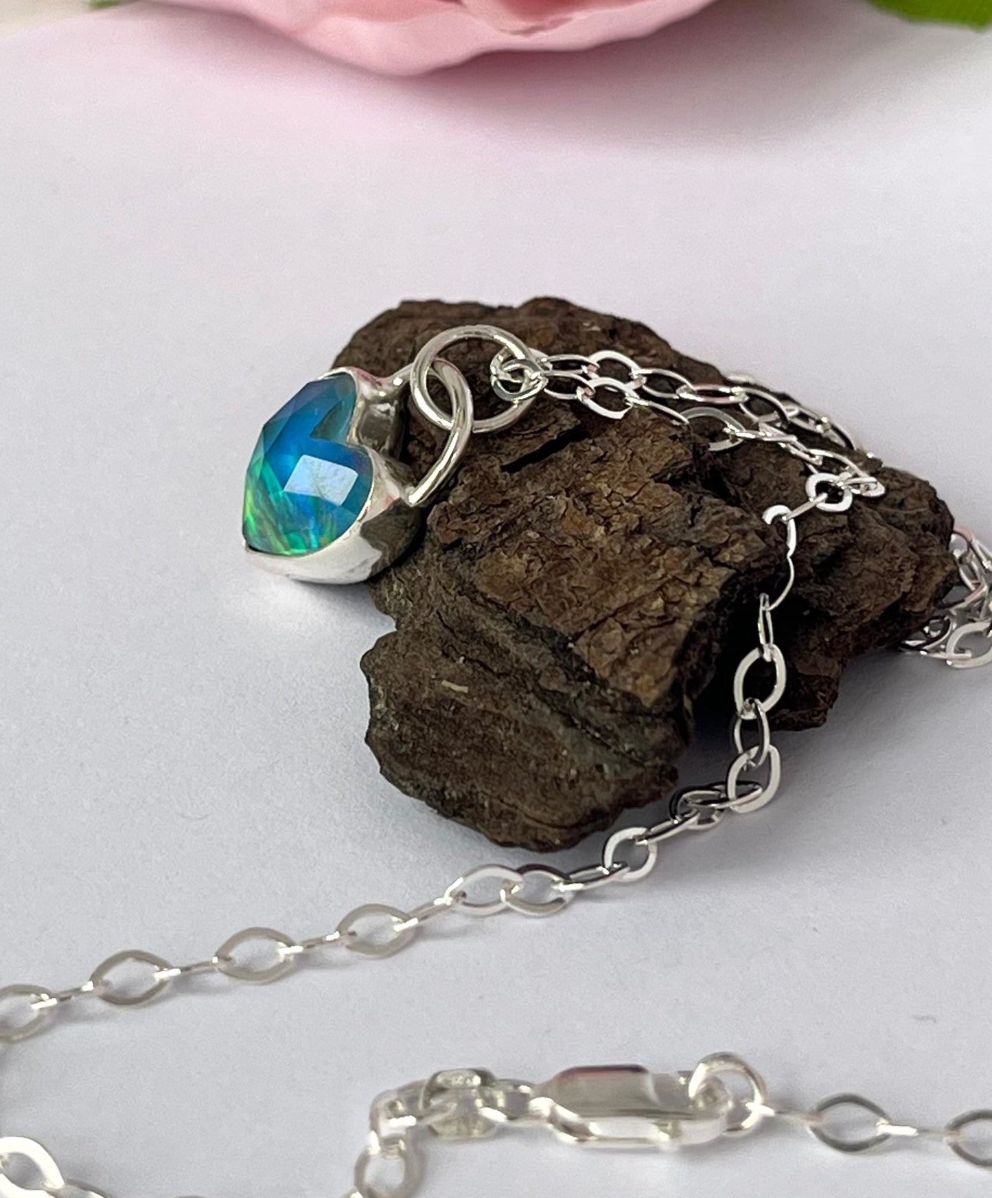 Aurora Opal Heart Necklace