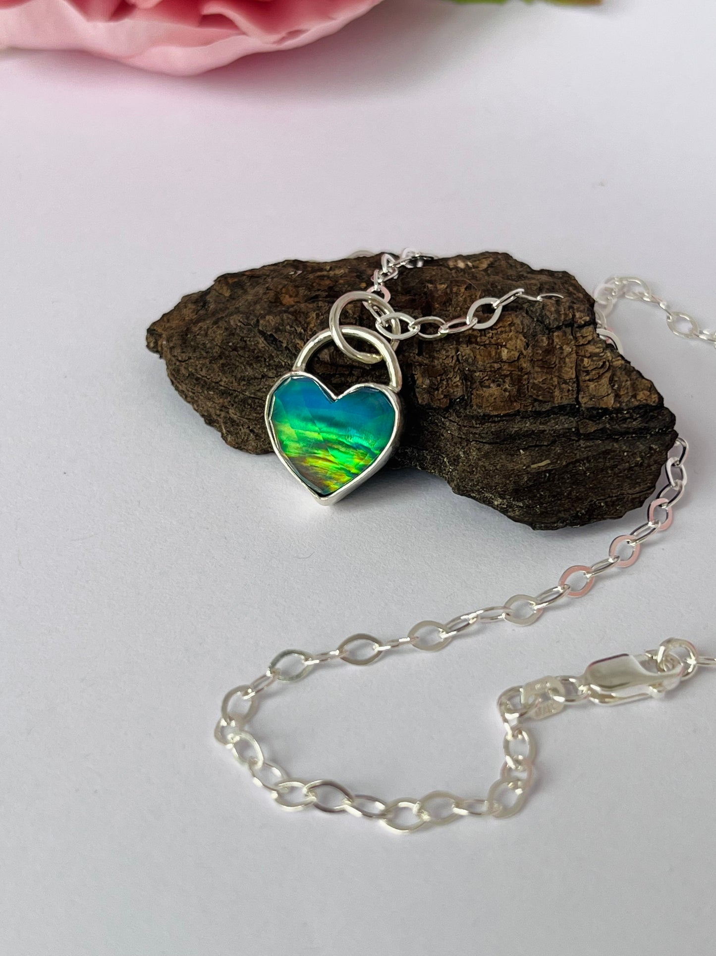 Aurora Opal Heart Necklace