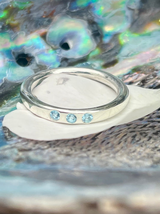 3 Stone Aquamarine Ring